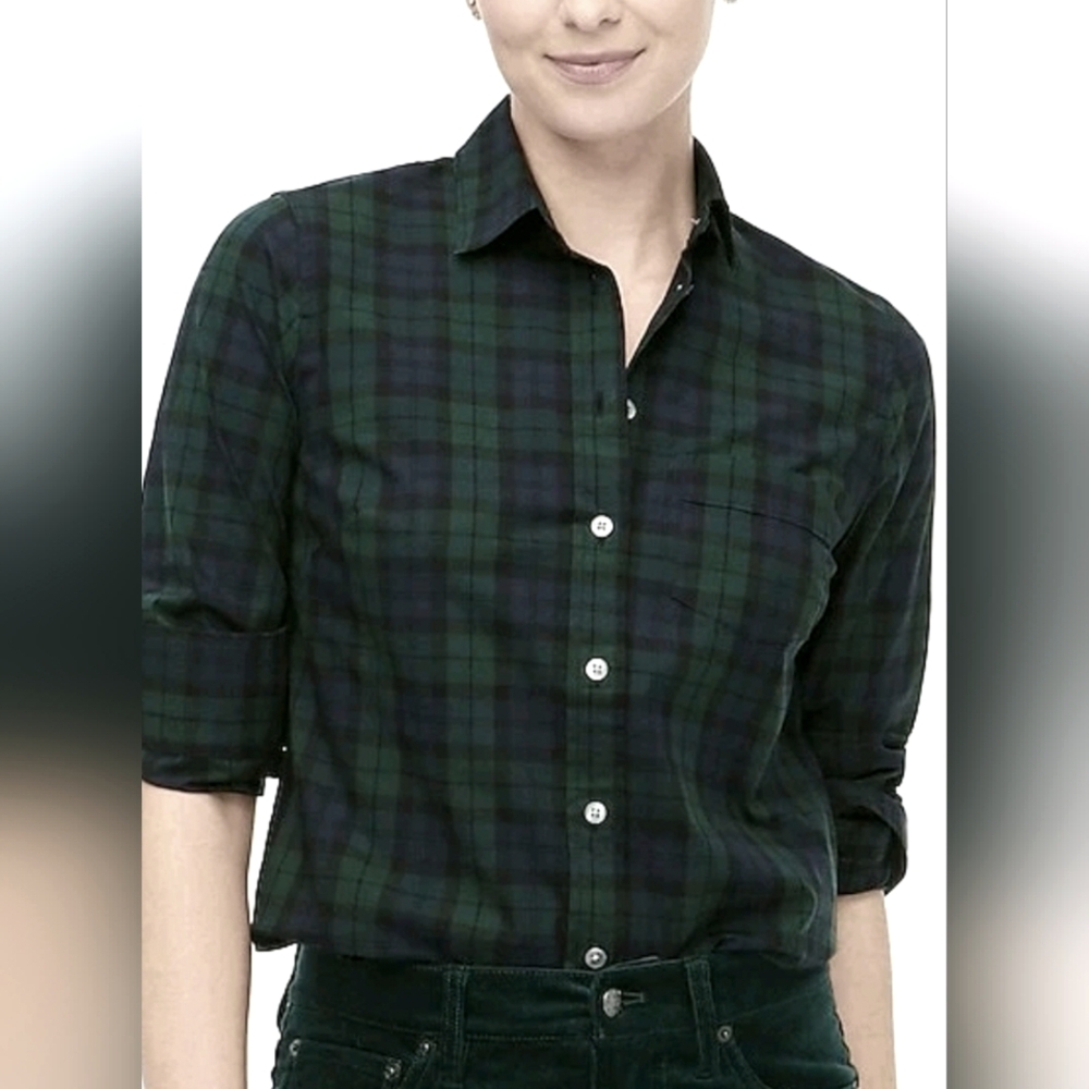 J. Crew Button Front Plaid  Shirt